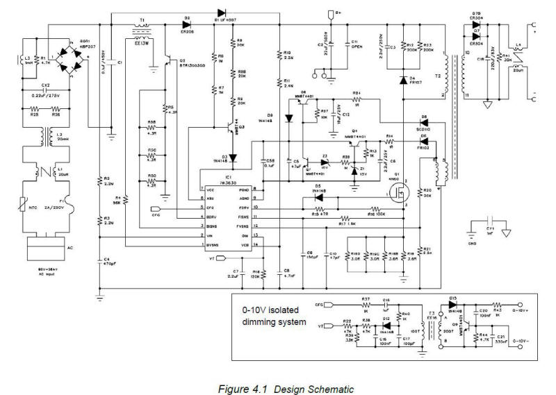 AC 230V LED Driver Dimmer circuit diagram 0-10V or Wireless