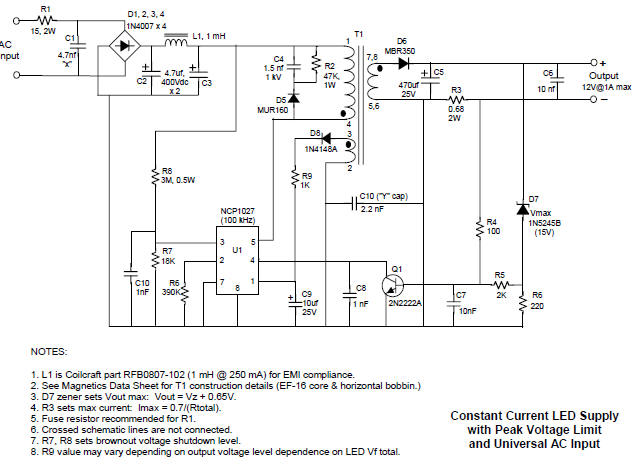 Constant current LED driver circuit diagram