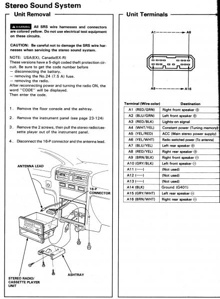 Honda Car Radio Stereo Audio Wiring Diagram Autoradio