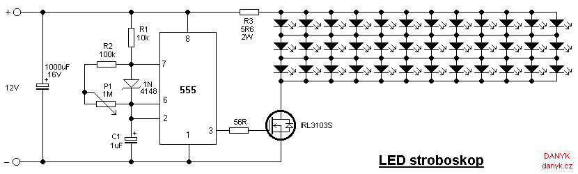 LED stroboscope strobe light circuit diagam