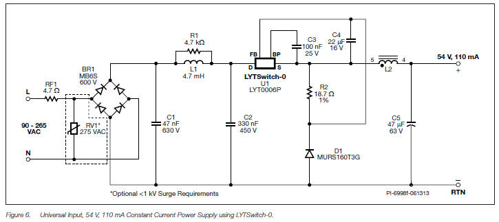 Non-Isolated LED Lighting circuit diagram Off-Line Switcher