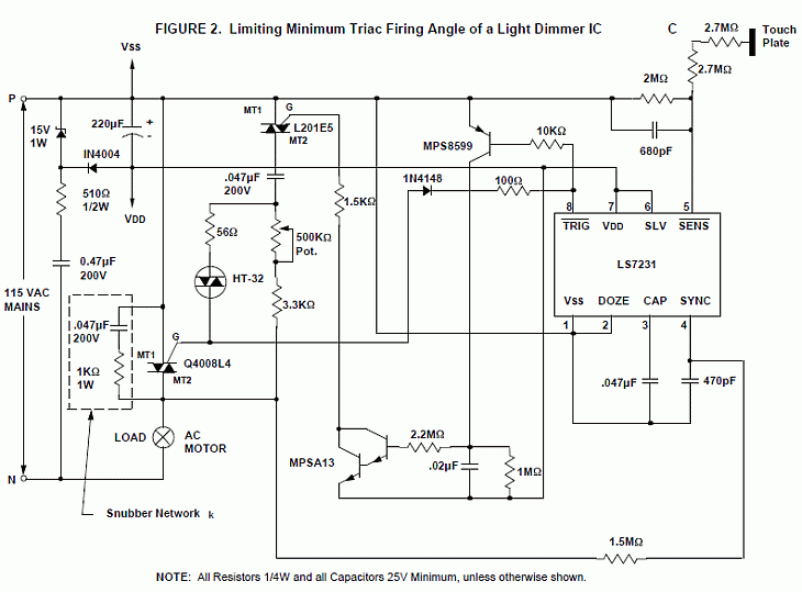 Dimmer AC motor speed control schematic