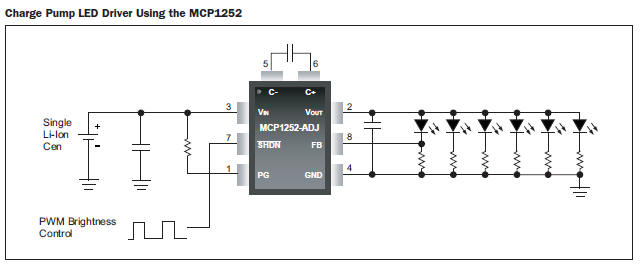 Управление диодами. Повышающий преобразователь на переключаемых конденсаторах. Управляемые светодиоды. Балансир на переключающихся конденсаторах lm2662. Mcp1252-3,3.
