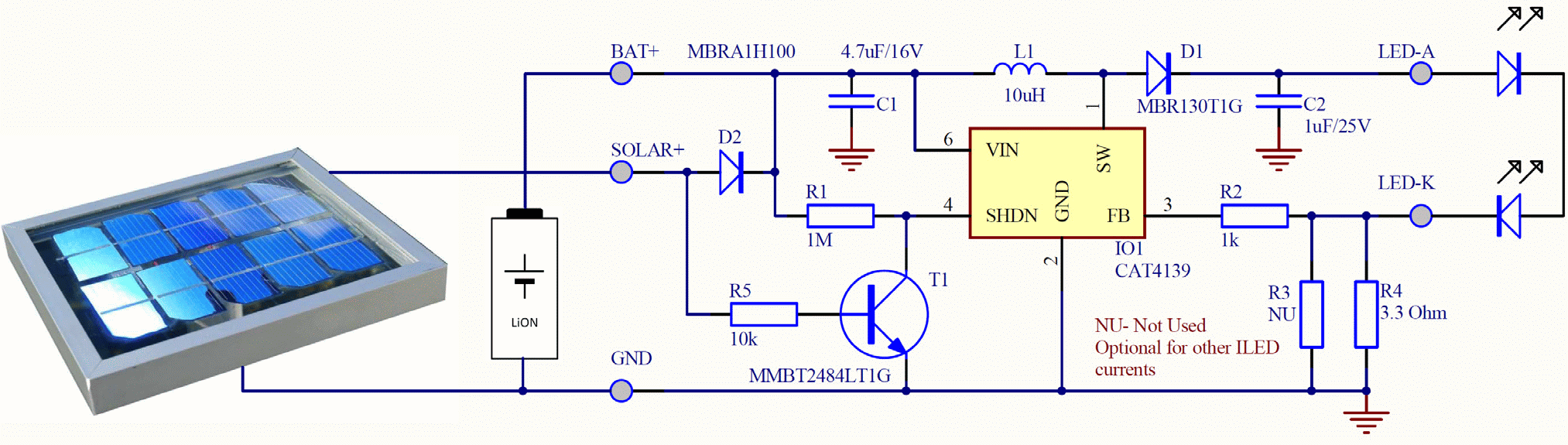 Solar LED circuit diagram